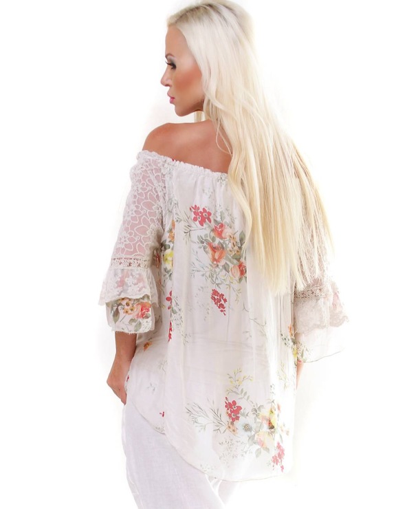 Bluse 5People!S - Romantik - Beige/Bunt