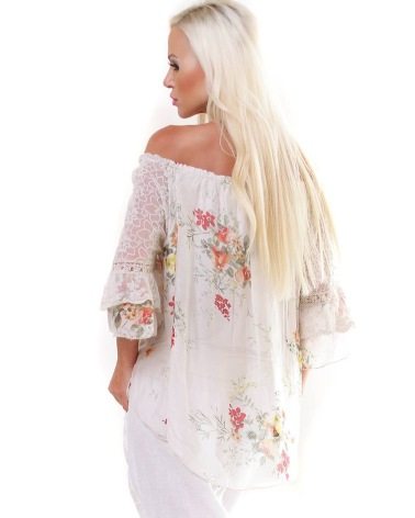 Bluse 5People!S - Romantik - Beige/Bunt