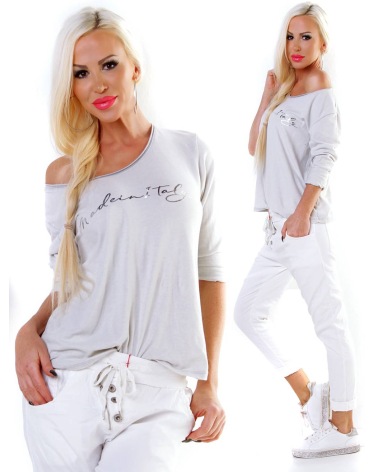 Langarmshirt 5People!S - Weich - Hellgrau