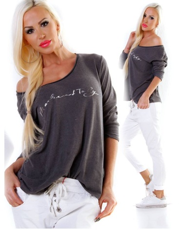Langarmshirt 5People!S - Weich - Anthrazit