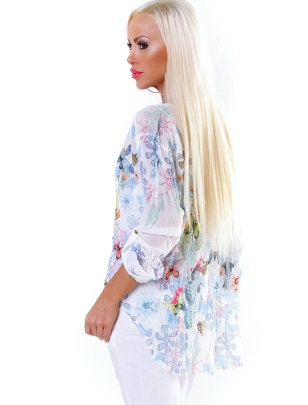 Bluse 5People!S - Schlupf - Creme/Blau