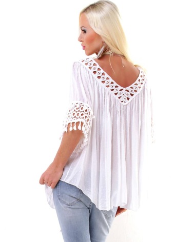 Tunikabluse 5People!S - Oversized - Weiss