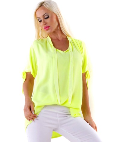 Kurzarmshirt 5People!S - Schleife - Neongelb
