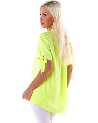 Kurzarmshirt 5People!S - Schleife - Neongelb