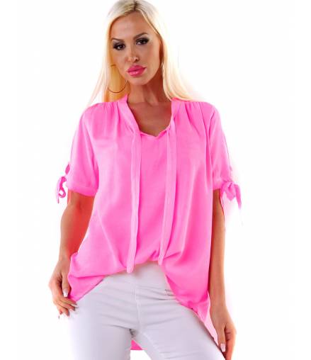 Kurzarmshirt 5People!S - Legere - Neonpink