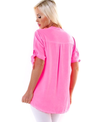 Kurzarmshirt 5People!S - Schleife - Neonpink