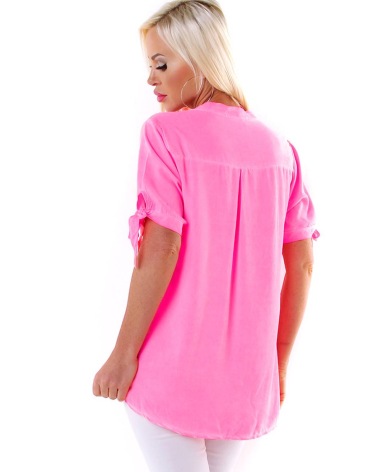 Kurzarmshirt 5People!S - Schleife - Neonpink