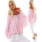 Bluse Italy Moda - Striped - Weiss/Rosa