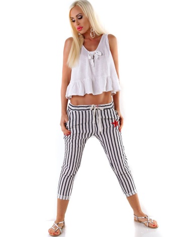 Hose 5People!S - Striped - Creme/Blau