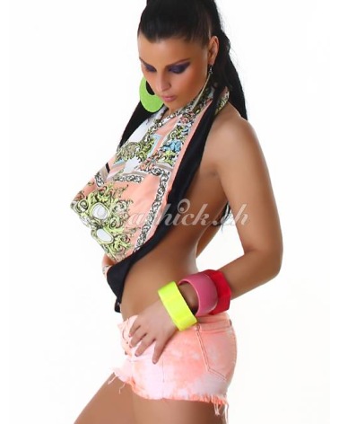 Hotpants - Fransen/Batik - Neonorange