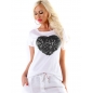 Kurzarmshirt Betty Blu - Big Heart - Weiss/Schwarz