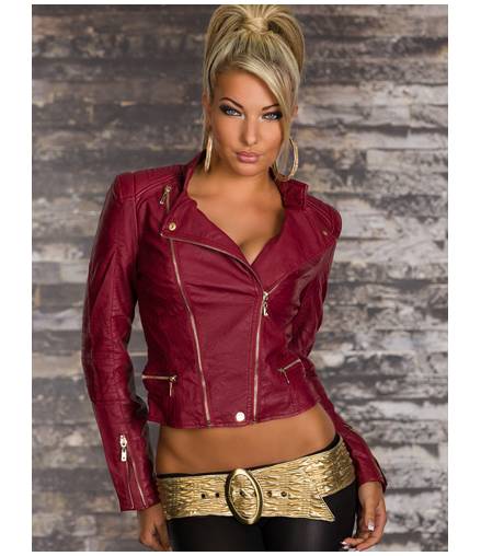 Jacke Cherry Diffusion - Biker Style - Weinrot