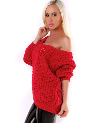 Strickpullover 5People!S - Zopf - Rot