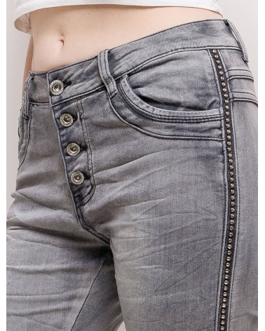 Jeans Jewelly - Nieten Band - Grau