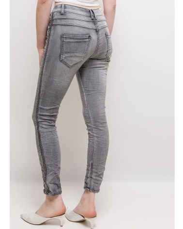 Jeans Jewelly - Nieten Band - Grau