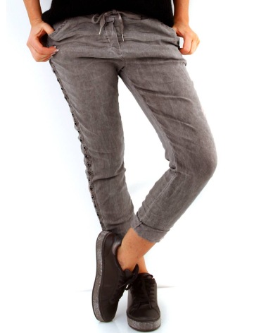 Chino Hose D&F - Zierband - Grau