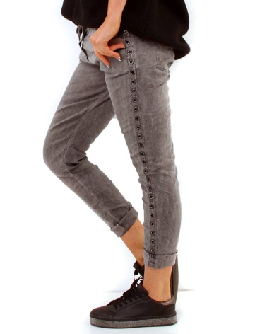 Chino Hose D&F - Zierband - Grau