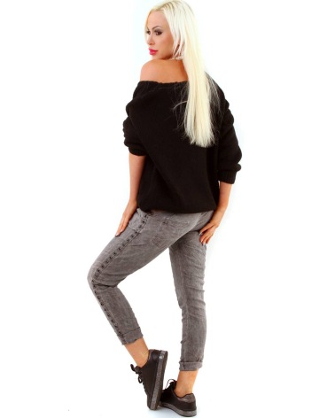 Chino Hose D&F - Zierband - Grau