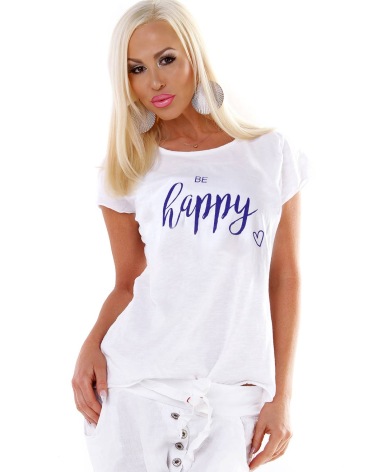 Kurzarmshirt Made in Italy - Happy - Blau