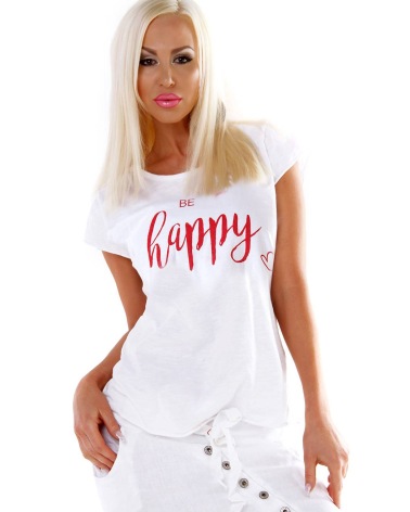 Kurzarmshirt Made in Italy - Happy - Rot