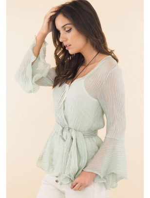 Bluse Hello Kiss - Crinkle - Mint