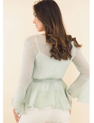 Bluse Hello Kiss - Crinkle - Mint