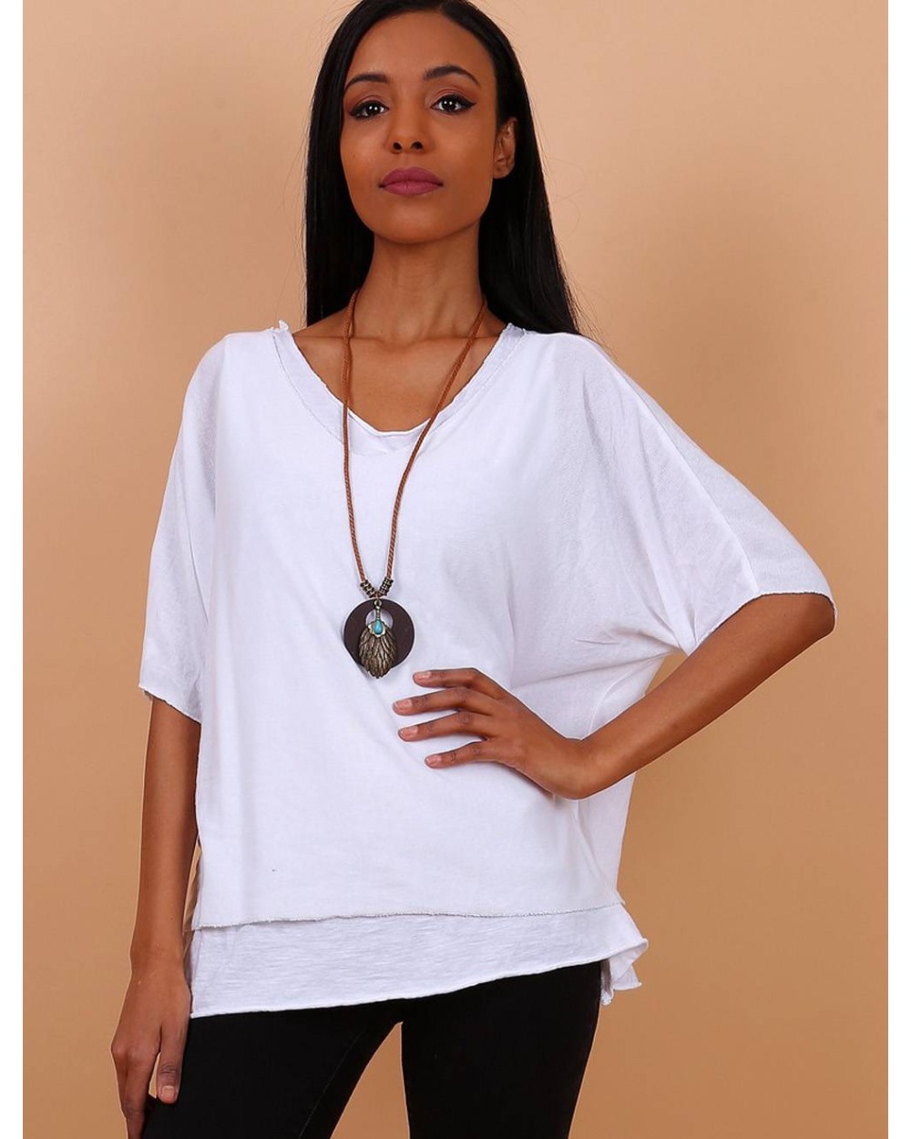 Kurzarmshirt J & A Diffusion - Mit Top - Weiss