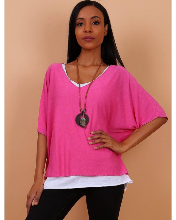 Kurzarmshirt J & A Diffusion - Mit Top - Pink