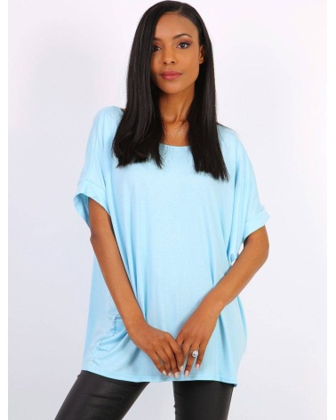 Kurzarmshirt Alyra - Cutout - Hellblau