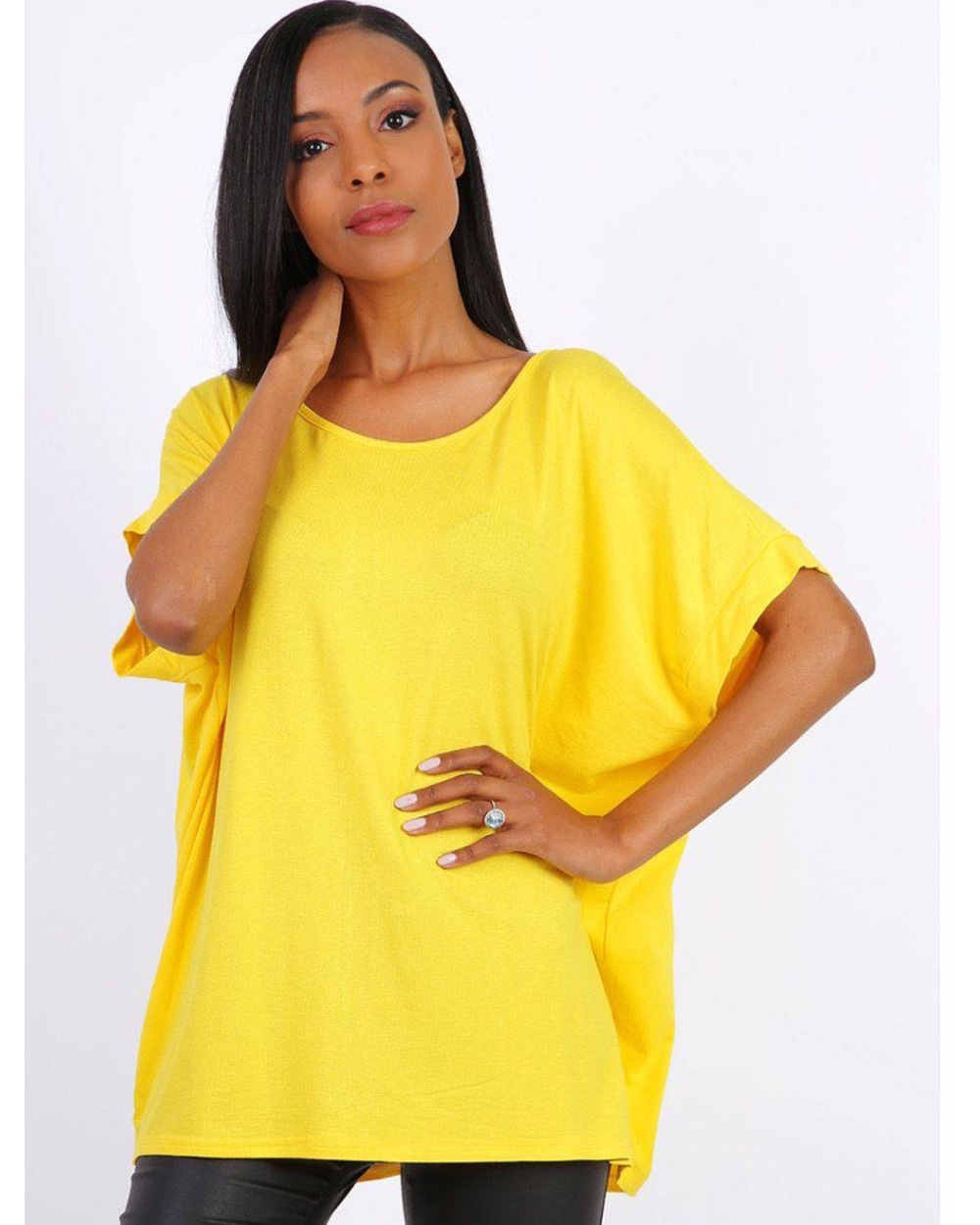 Kurzarmshirt Alyra - Cutout - Sonnengelb