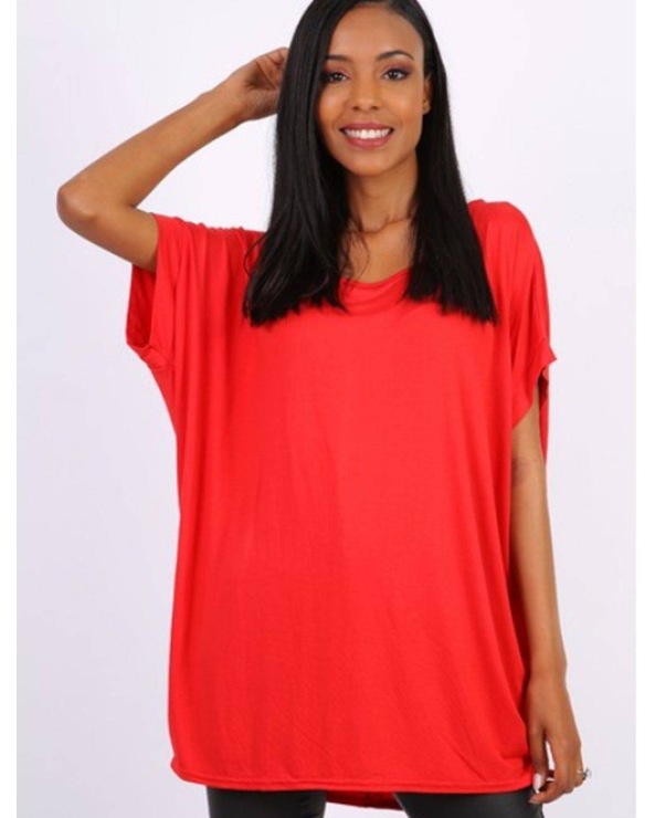 Kurzarmshirt Alyra - Cutout - Rot