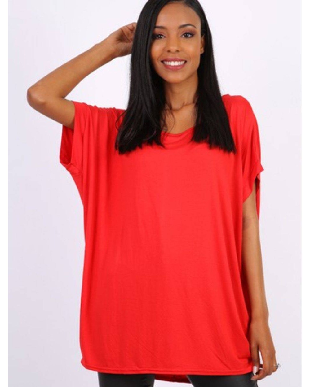 Kurzarmshirt Alyra - Cutout - Rot