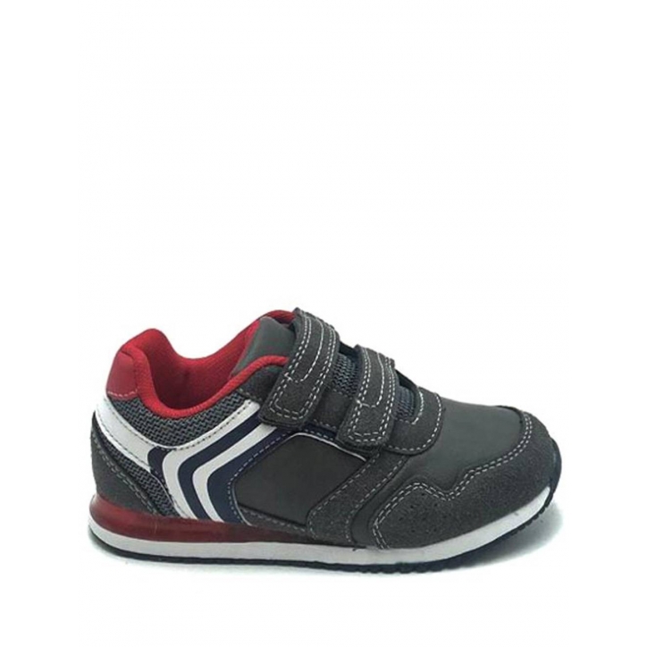 Boys Sneakers - Klettverschluss - Dunkelgrau/Rot