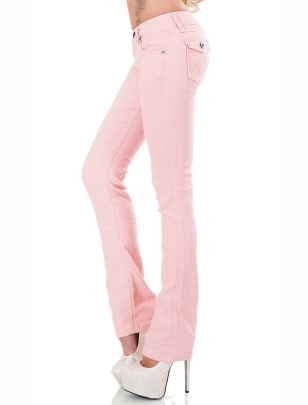 Jeans Fashion Denim - Flap Pockets - Rosa
