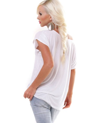 Kurzarmshirt 5People!S - Butterfly - Weiss