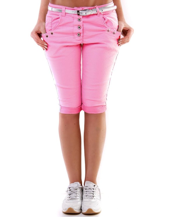 Caprihose Livan's - Knopfleiste - Pink