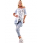 Kurzarmshirt 5People!S - Butterfly - Blau