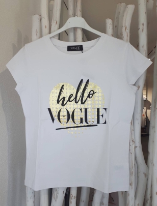 Kurzarmshirt Vogue - Hello Vogue - Weiss/Gold