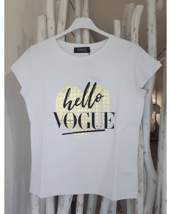 Kurzarmshirt Vogue - Hello Vogue - Weiss/Gold