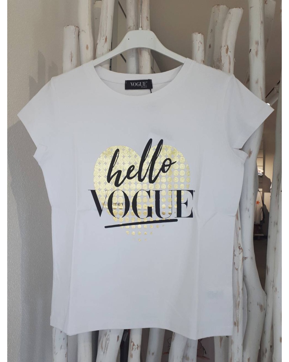 Kurzarmshirt Vogue - Hello Vogue - Weiss/Gold