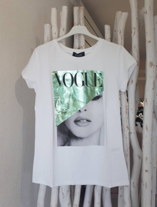 Kurzarmshirt Vogue - Face - Weiss/Grün