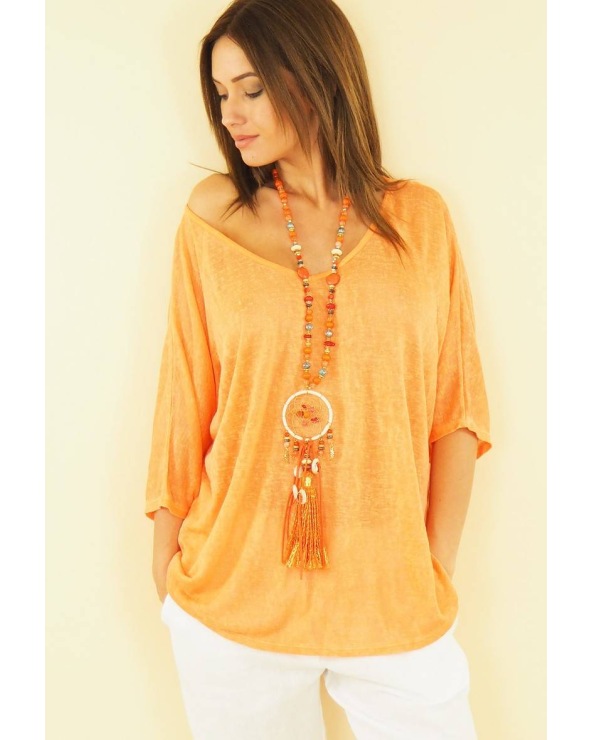 Kurzarmshirt Capucine - Feinstrick - Orange