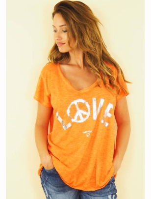 Kurzarmshirt Capucine - Love & Peace - Orange