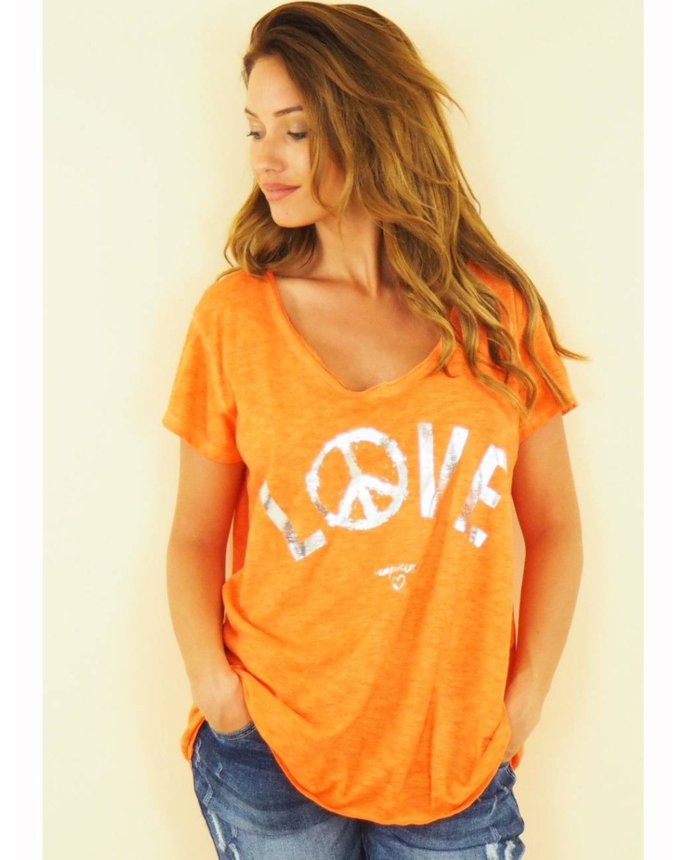 Kurzarmshirt Capucine - Love & Peace - Orange