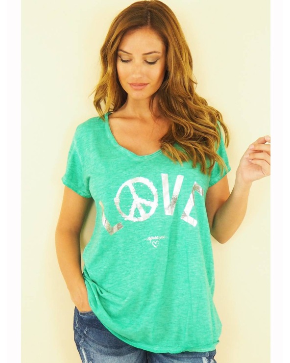 Kurzarmshirt Capucine - Love & Peace - Grün
