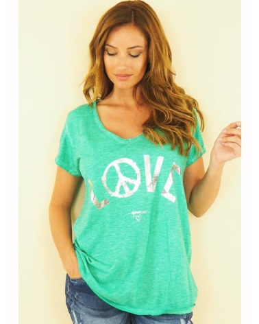 Kurzarmshirt Capucine - Love & Peace - Grün