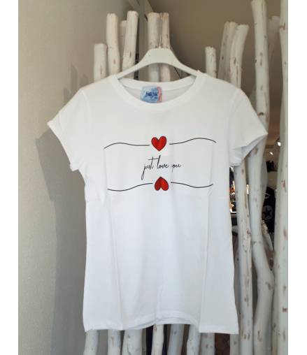 Kurzarmshirt Betty Blu - Love You - Weiss