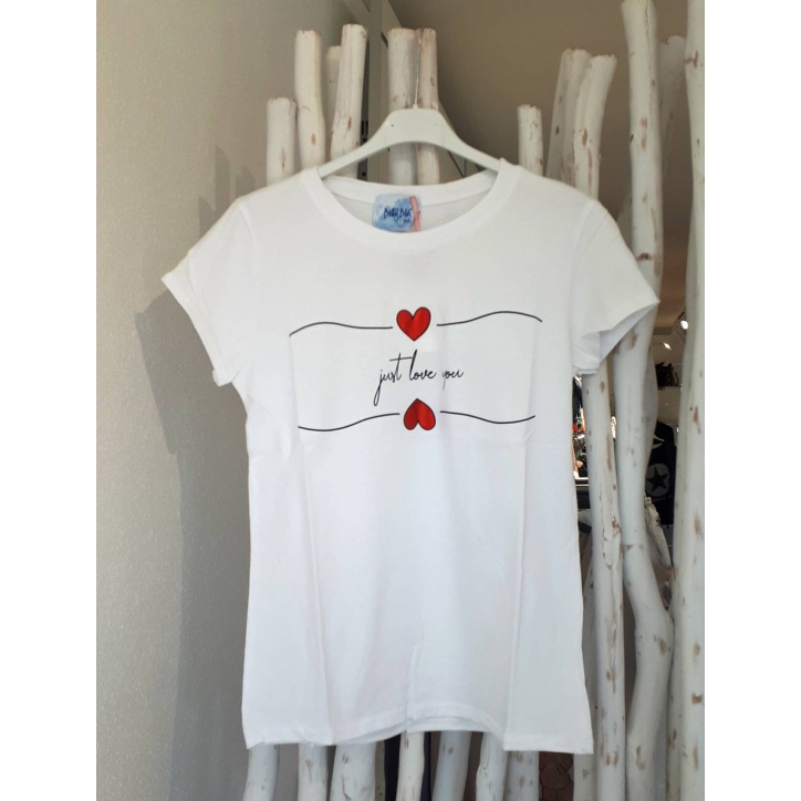 Kurzarmshirt Betty Blu - Love You - Weiss