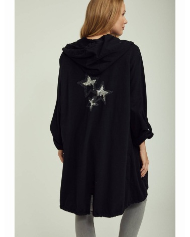Sweatjacke  Made in Italy - Sterne - Schwarz
