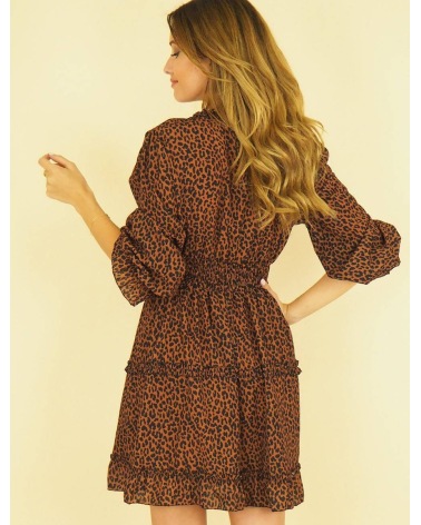 Kleid Capucine - Gesmokt - Braun/Schwarz